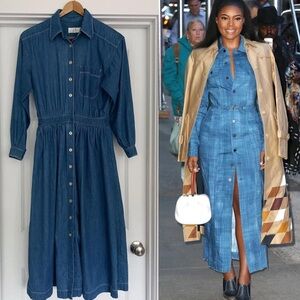 Liz Claiborne Vintage Denim Blue Button-Down Dress